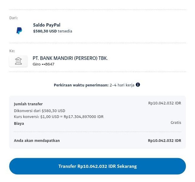cairkan paypal ke bca